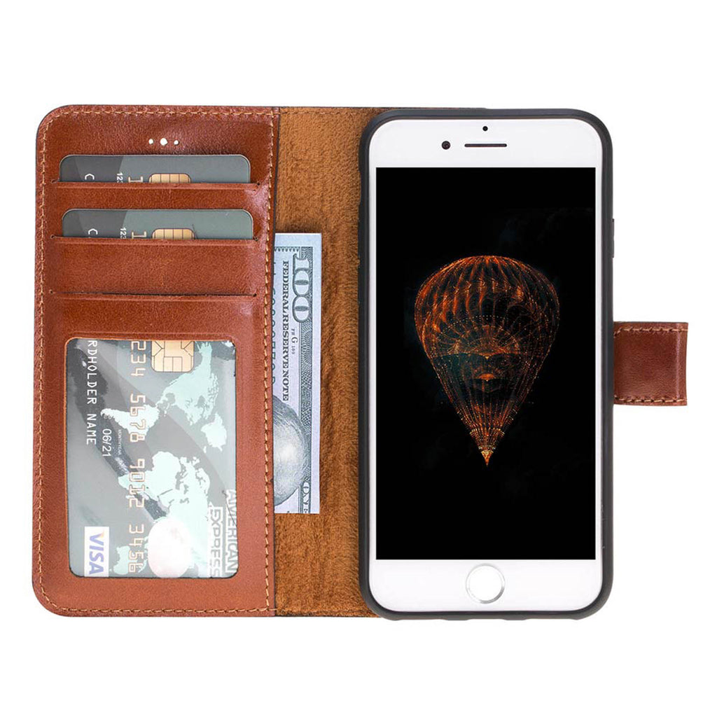 iPhone SE / 8 / 7 Russet Leather Detachable 2-in-1 Wallet Case with Card Holder - Hardiston - 2