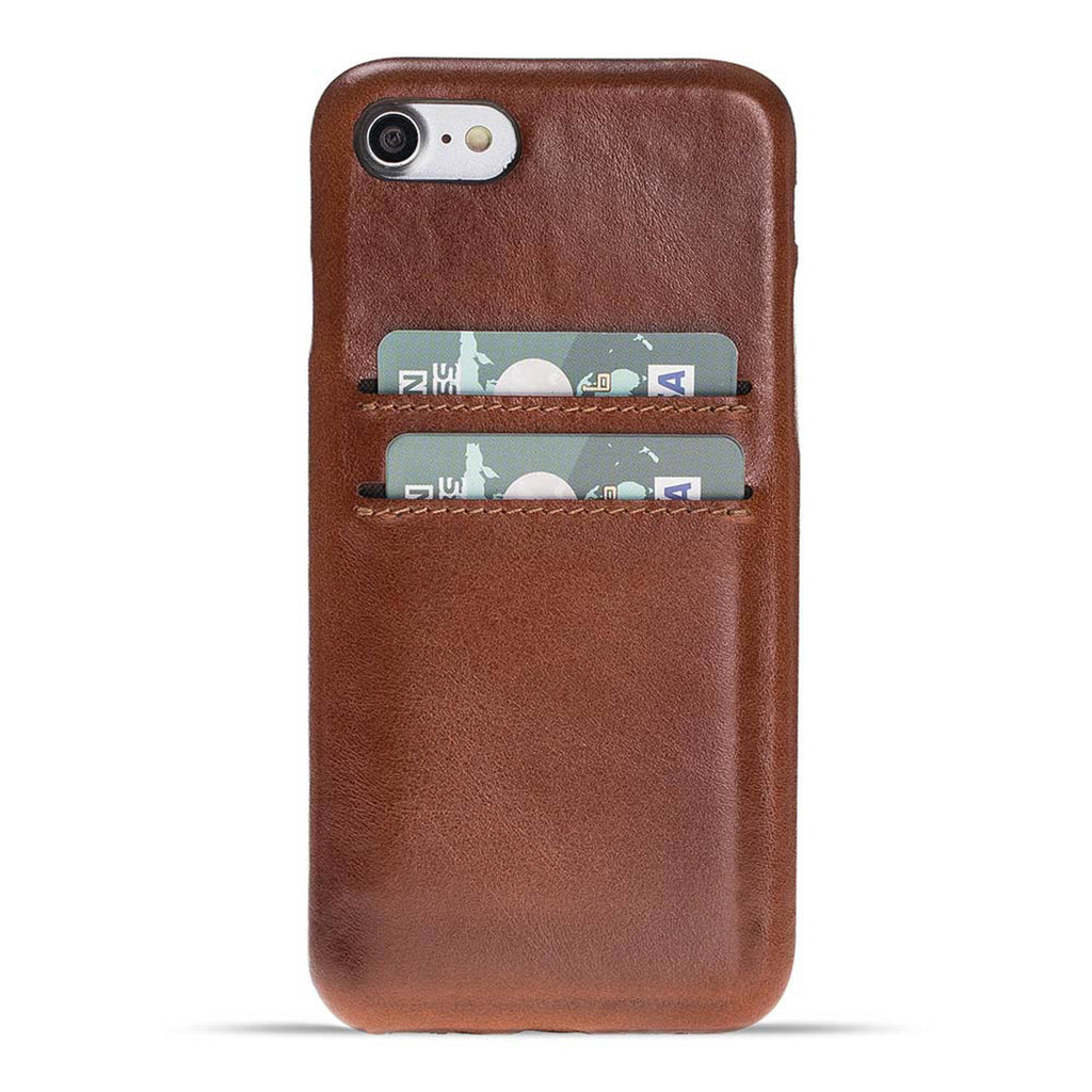 iPhone SE / 8 / 7 Russet Leather Snap-On Case with Card Holder - Hardiston - 1