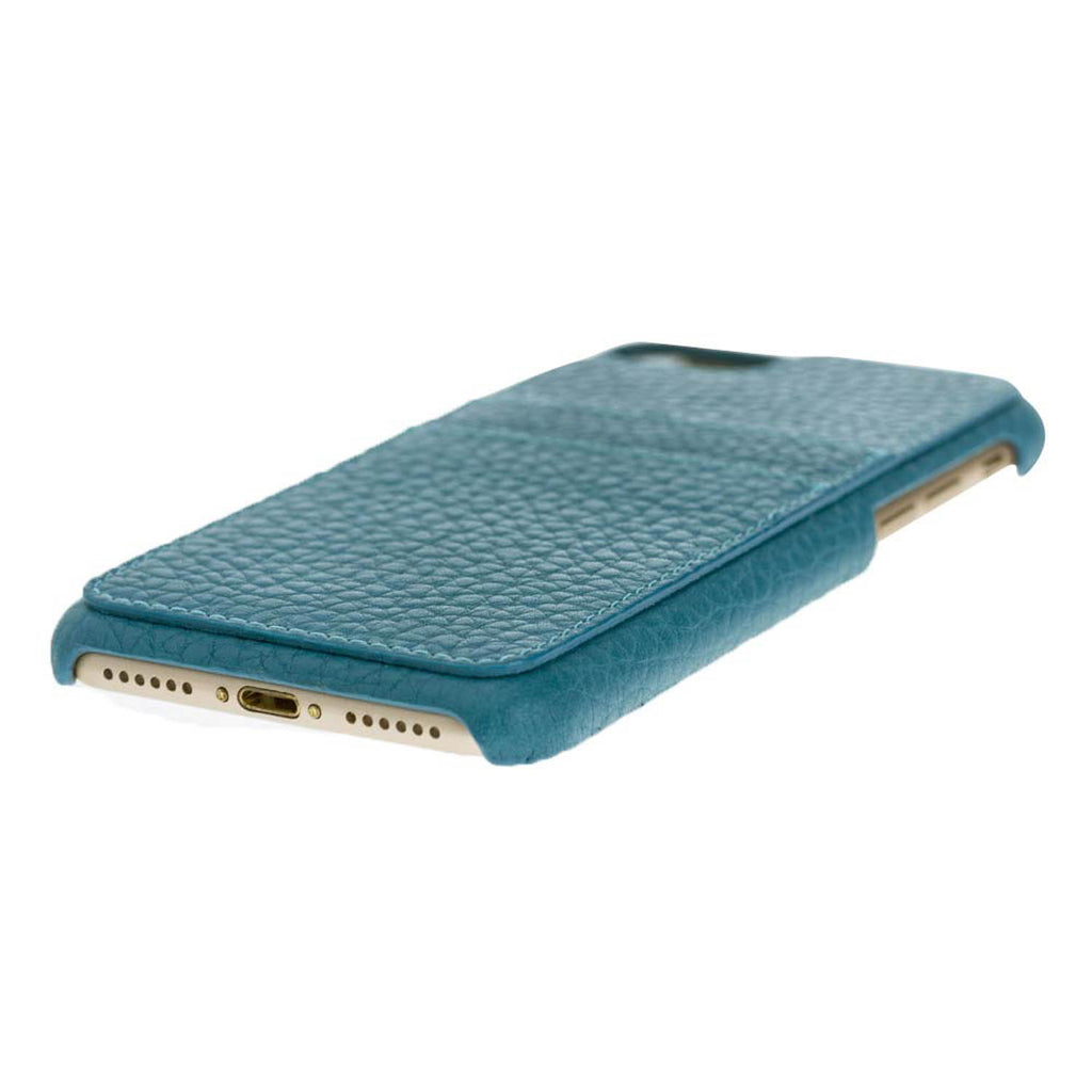 iPhone SE / 8 / 7 Turquoise Leather Snap-On Case with Card Holder - Hardiston - 5