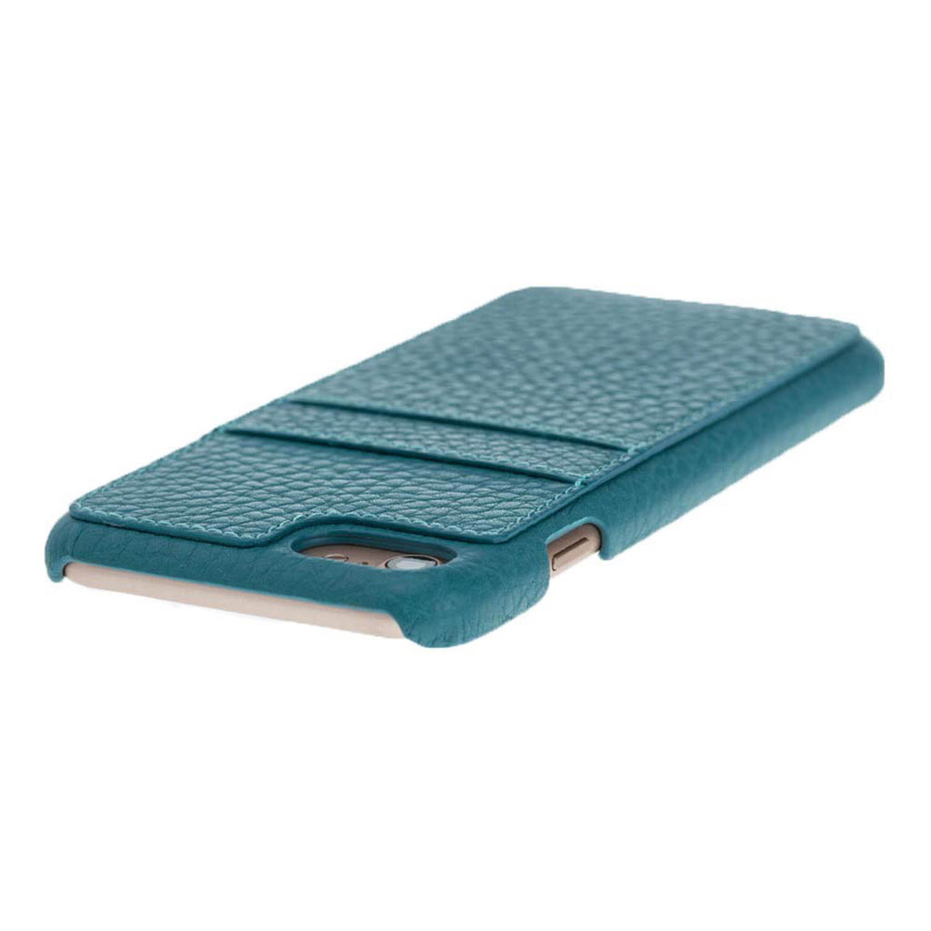 iPhone SE / 8 / 7 Turquoise Leather Snap-On Case with Card Holder - Hardiston - 6