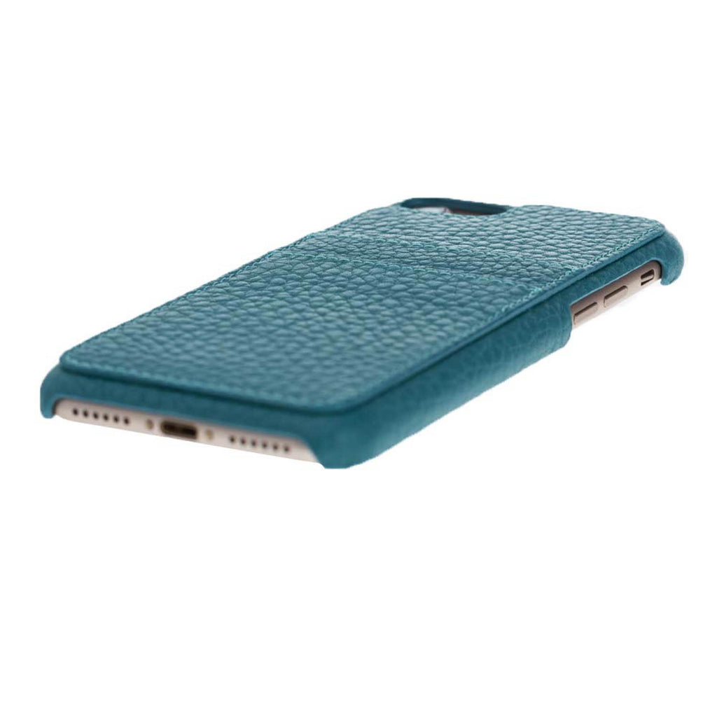 iPhone SE / 8 / 7 Turquoise Leather Snap-On Case with Card Holder - Hardiston - 7