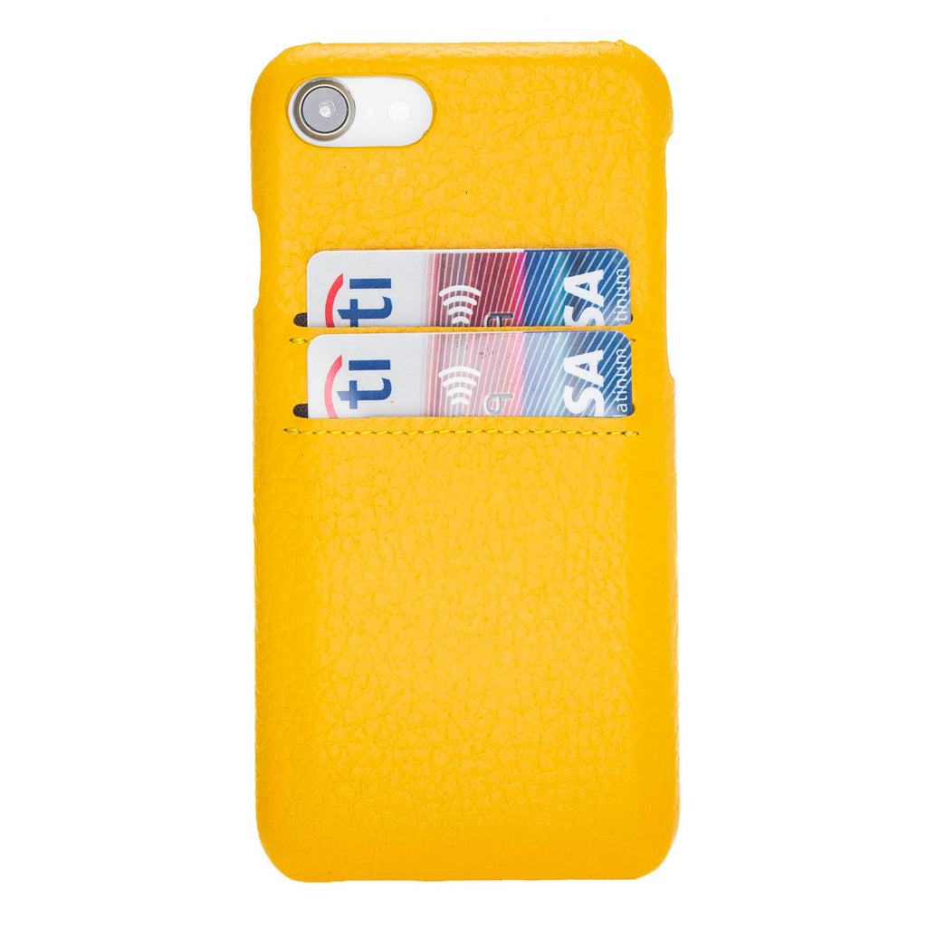 iPhone SE / 8 / 7 Yellow Leather Snap-On Case with Card Holder - Hardiston - 1