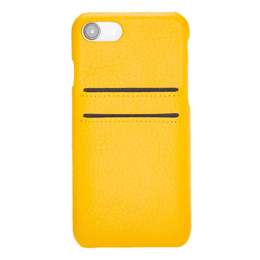 iPhone SE / 8 / 7 Yellow Leather Snap-On Case with Card Holder - Hardiston - 4
