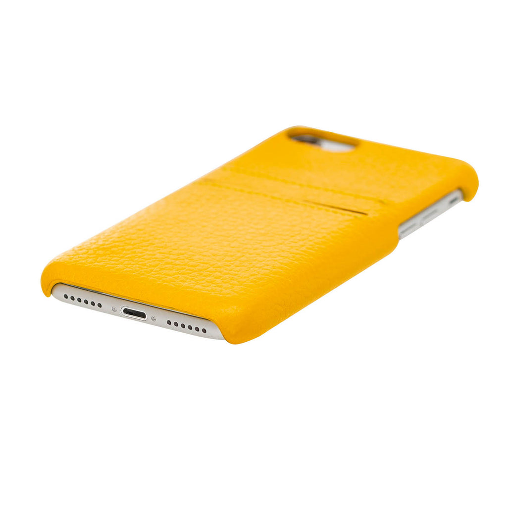 iPhone SE / 8 / 7 Yellow Leather Snap-On Case with Card Holder - Hardiston - 5