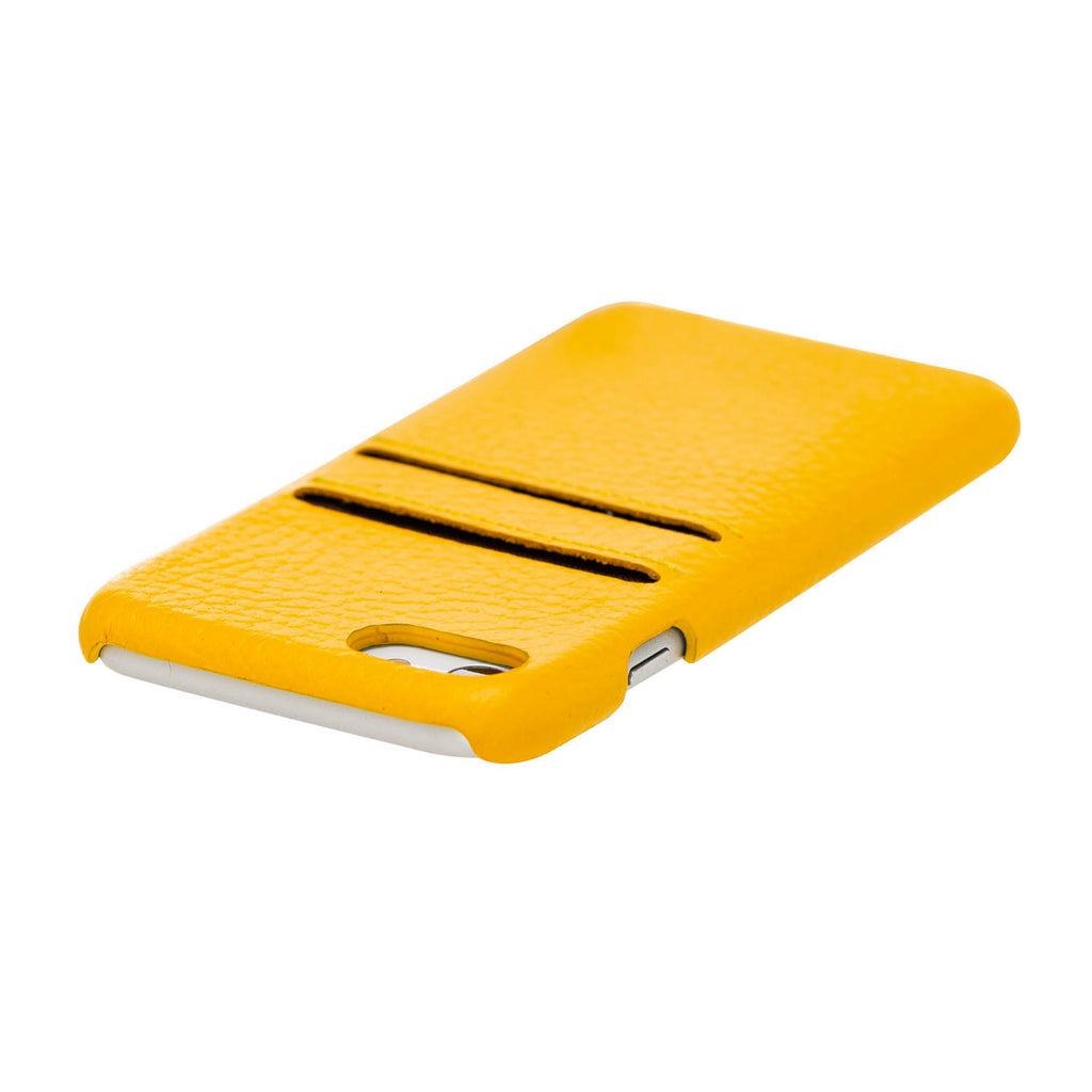 iPhone SE / 8 / 7 Yellow Leather Snap-On Case with Card Holder - Hardiston - 6