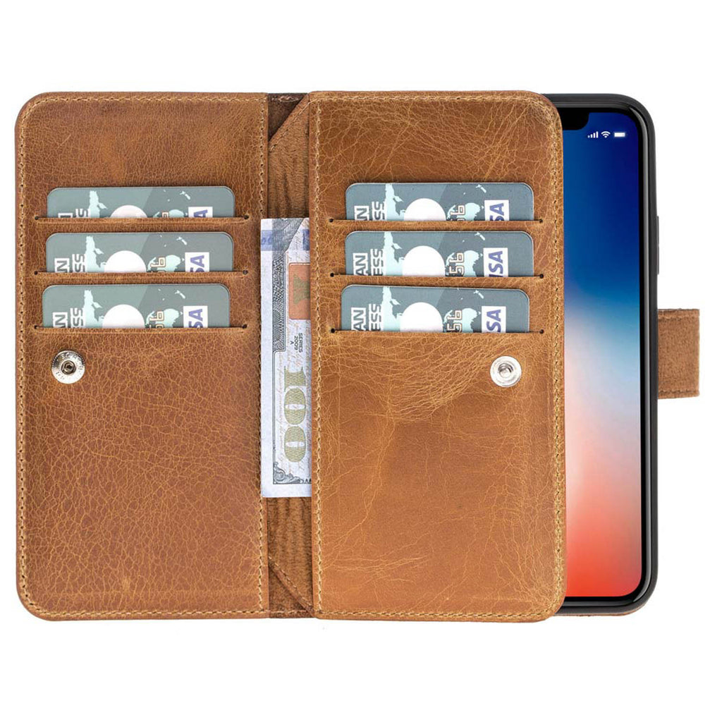 iPhone X / XS Amber Leather Detachable Dual 2-in-1 Wallet Case with Card Holder - Hardiston - 3