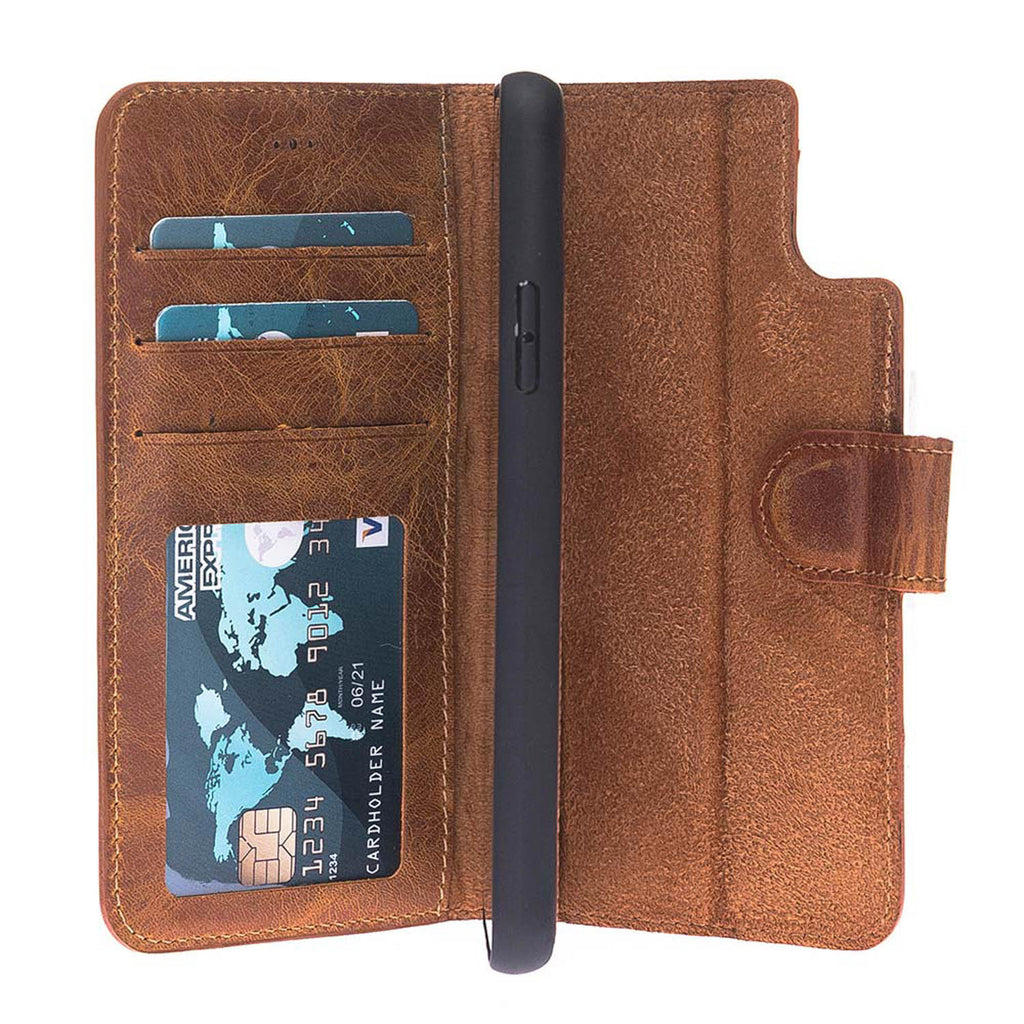 iPhone X/XS Amber Leather Detachable 2-in-1 Wallet Case with Card Holder - Hardiston - 3