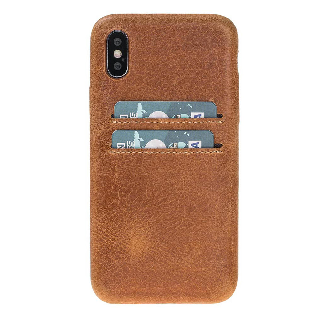 iPhone X-XS Amber Leather Snap-On Case with Card Holder - Hardiston - 1