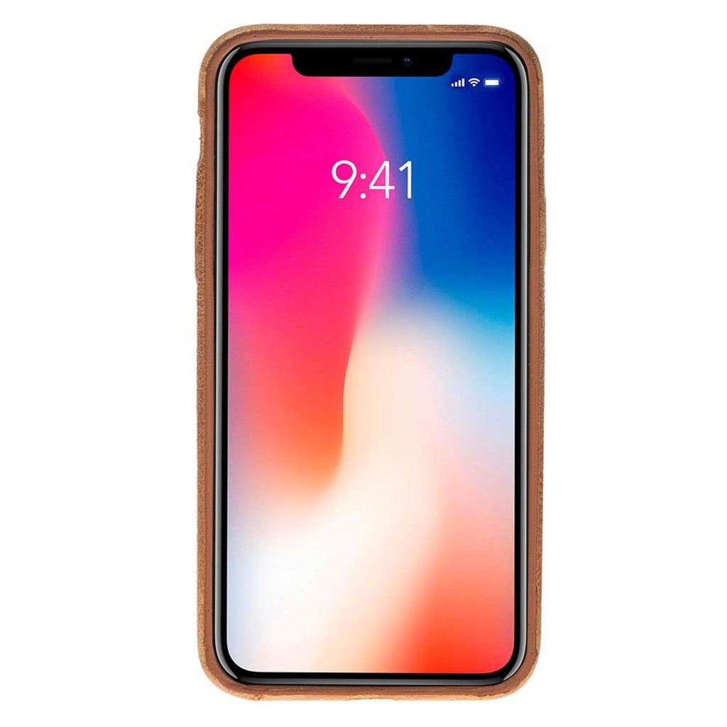 iPhone X-XS Amber Leather Snap-On Case with Card Holder - Hardiston - 2