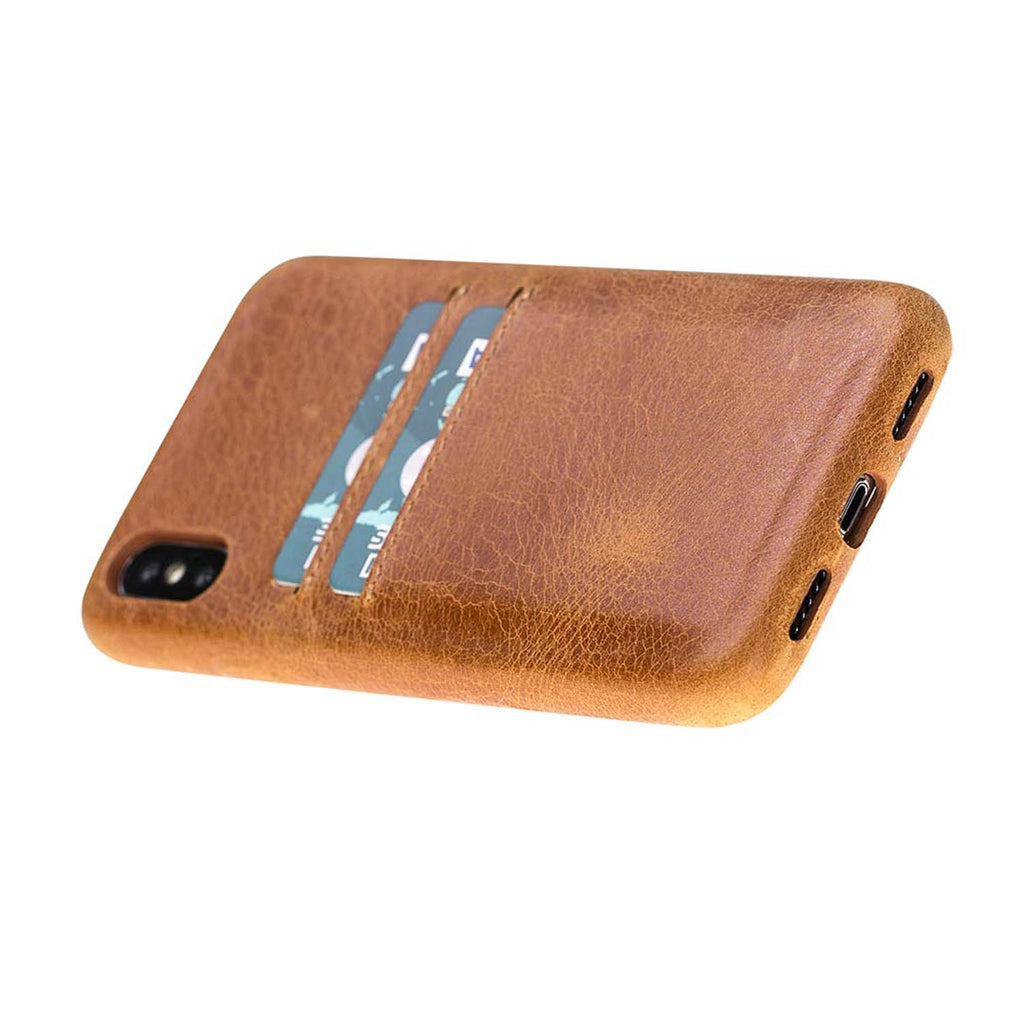 iPhone X-XS Amber Leather Snap-On Case with Card Holder - Hardiston - 4