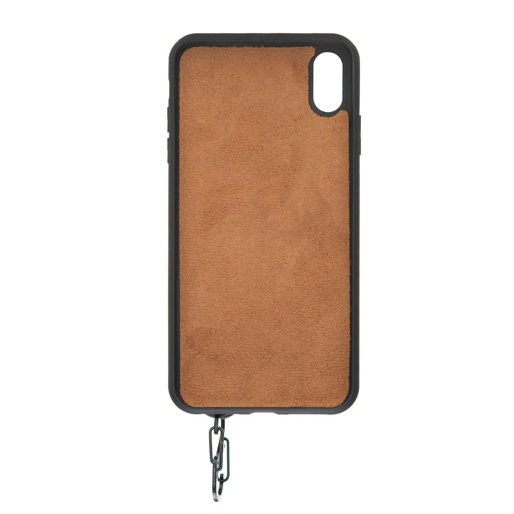 iPhone X-XS Amber Leather Snap-On Card Holder Case with Back Strap - Hardiston - 4