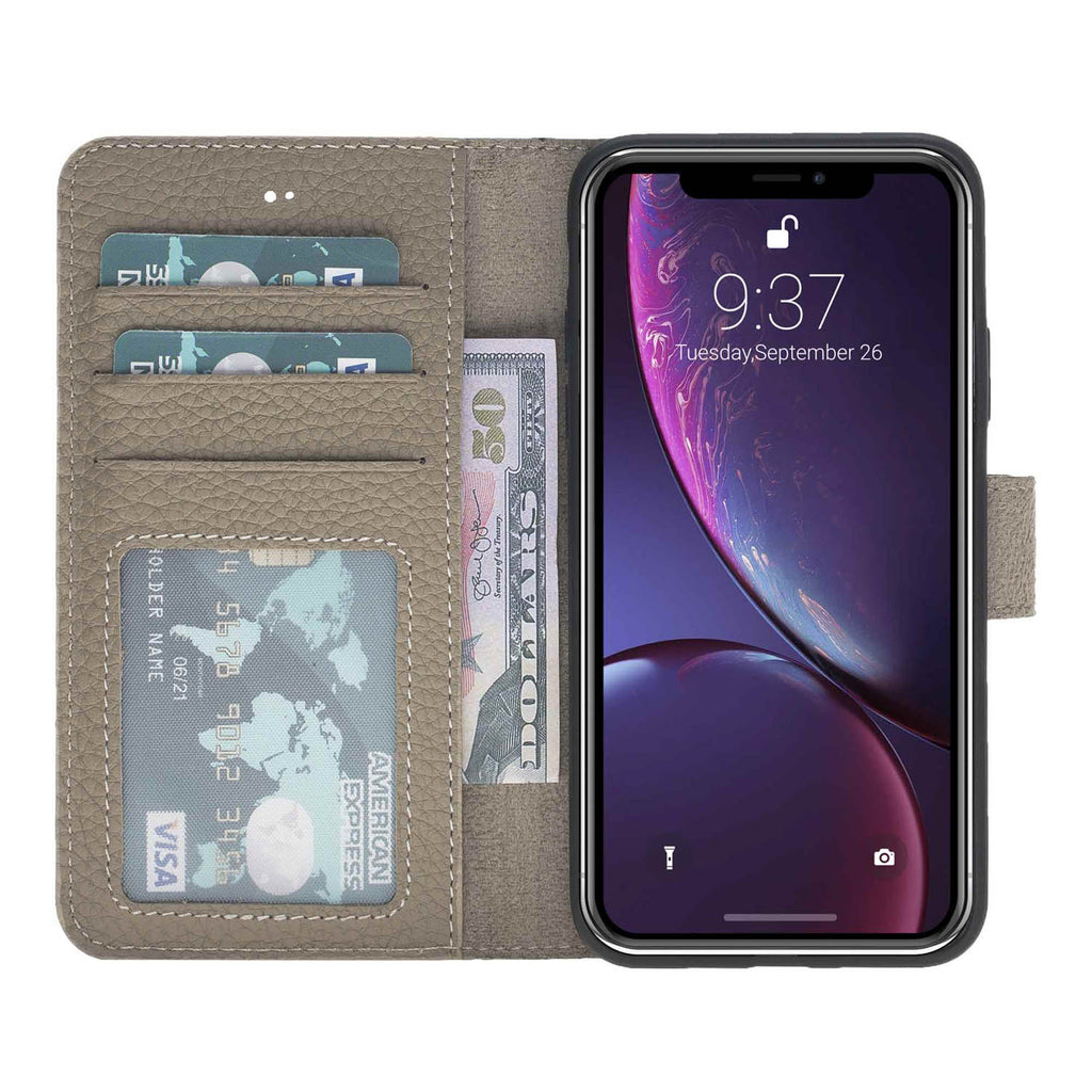 iPhone X/XS Beige Leather Detachable 2-in-1 Wallet Case with Card Holder - Hardiston - 1