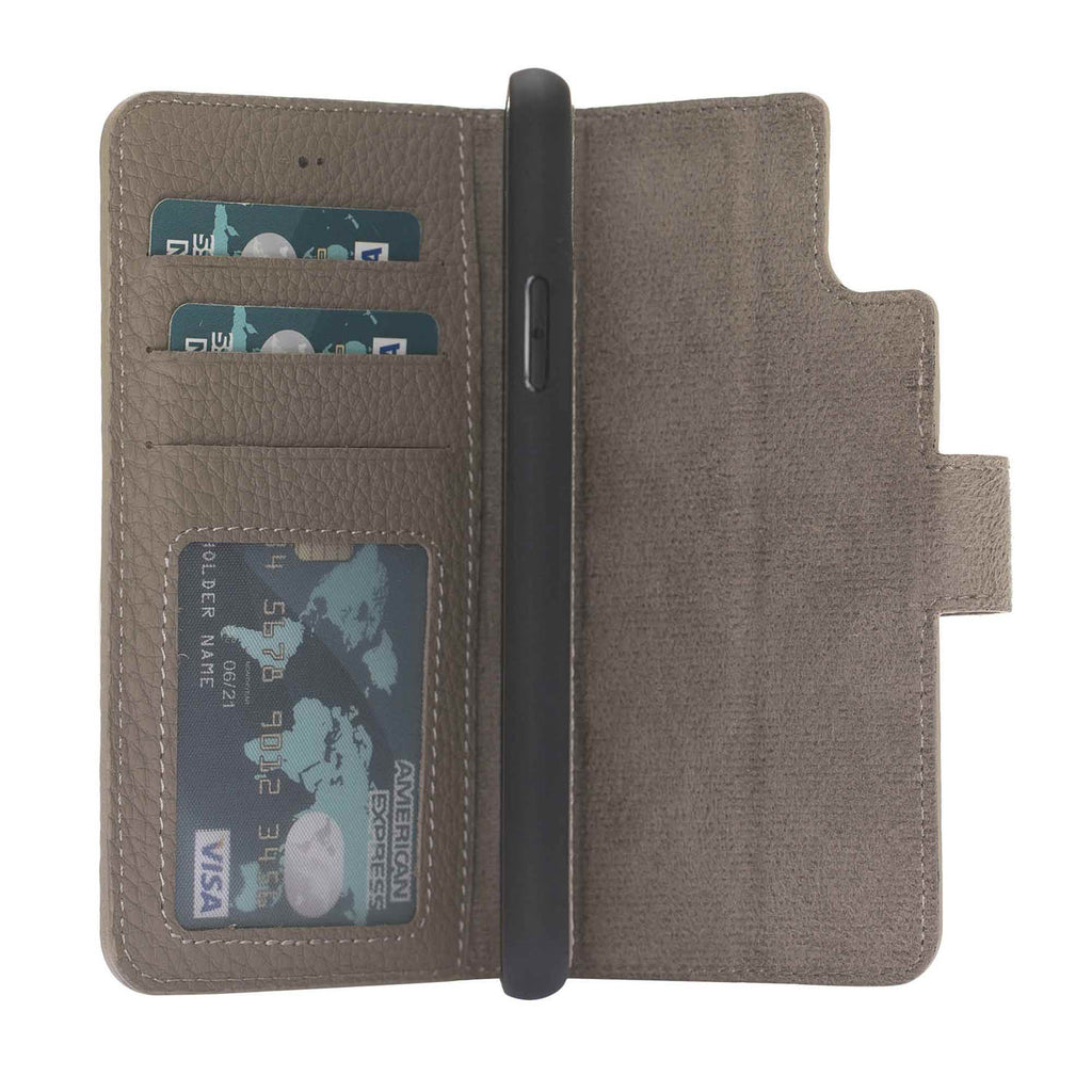 iPhone X/XS Beige Leather Detachable 2-in-1 Wallet Case with Card Holder - Hardiston - 3