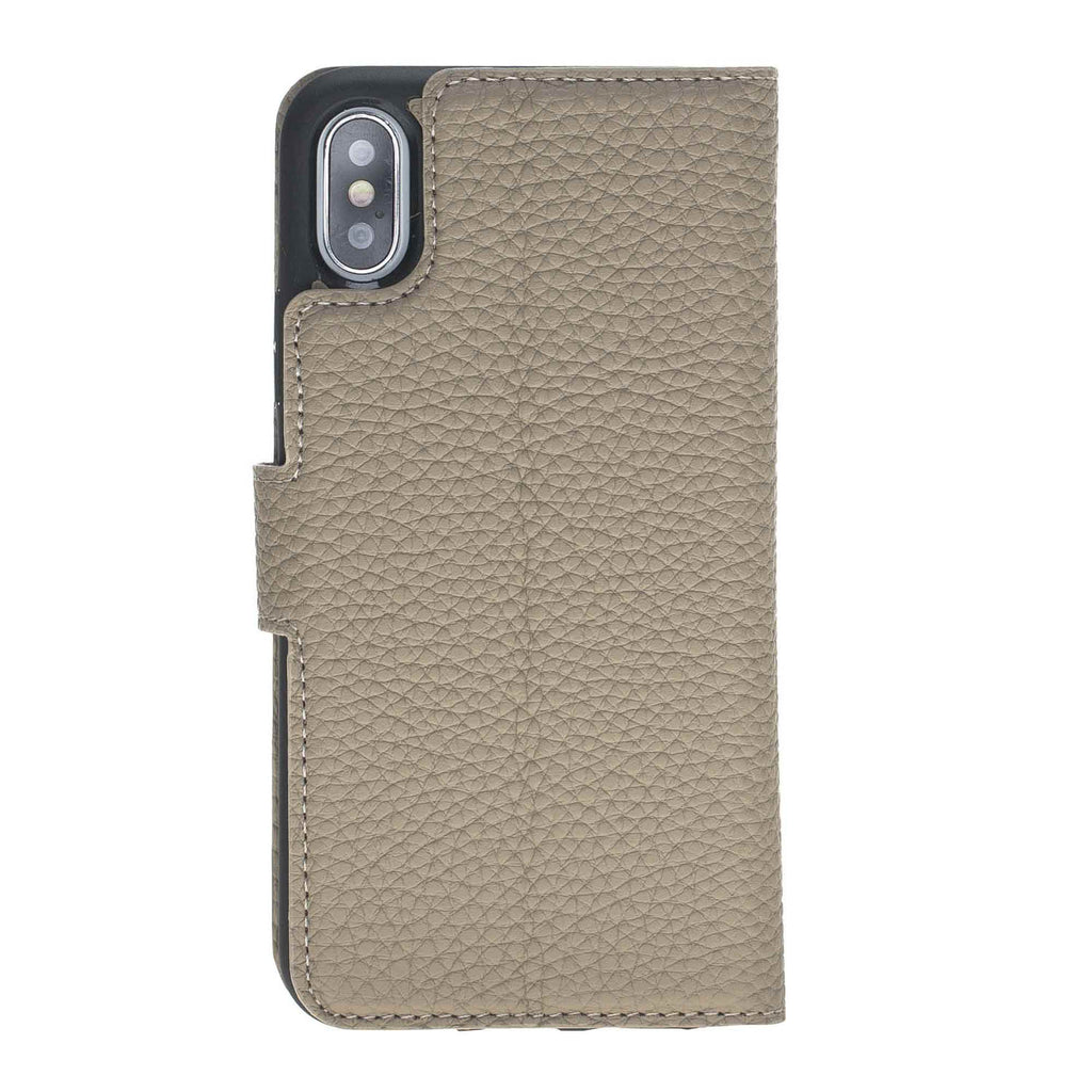 iPhone X/XS Beige Leather Detachable 2-in-1 Wallet Case with Card Holder - Hardiston - 5