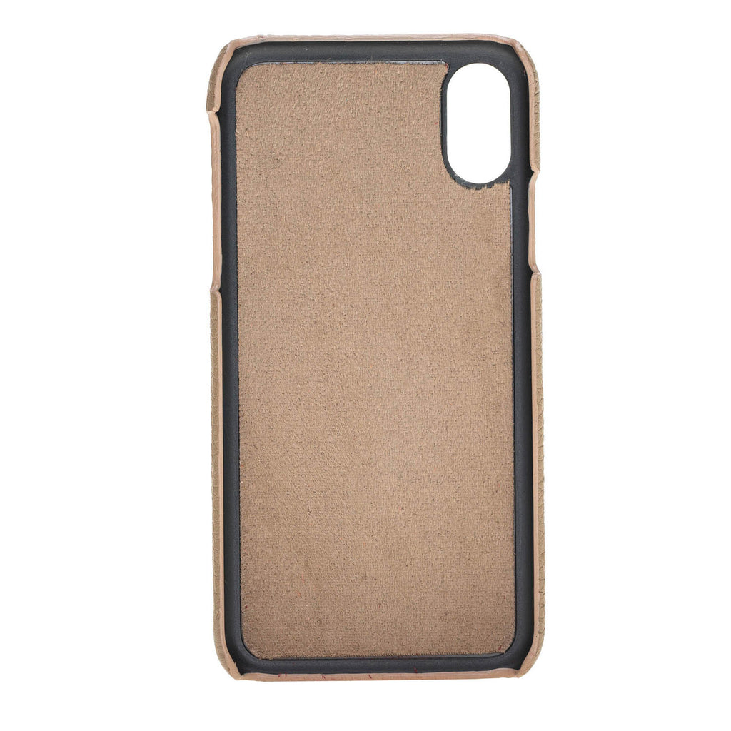 iPhone X-XS Beige Leather Snap-On Case with Card Holder - Hardiston - 4