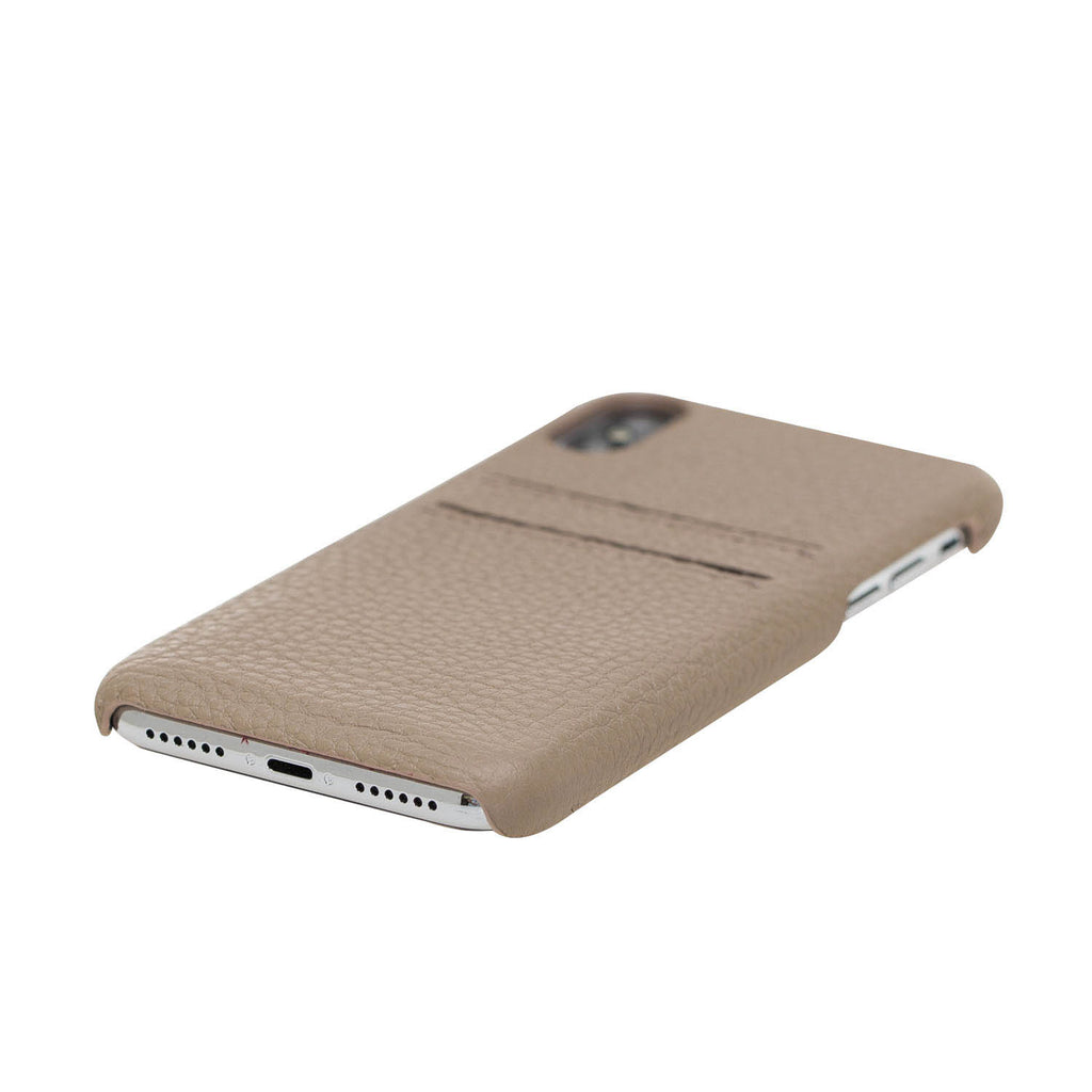 iPhone X-XS Beige Leather Snap-On Case with Card Holder - Hardiston - 5