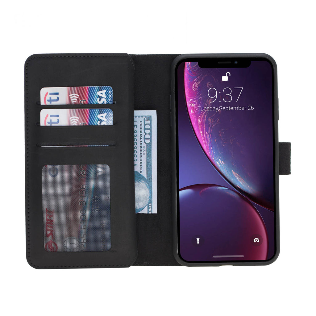 iPhone X / XS Black Leather Detachable Dual 2-in-1 Wallet Case with Card Holder - Hardiston - 2