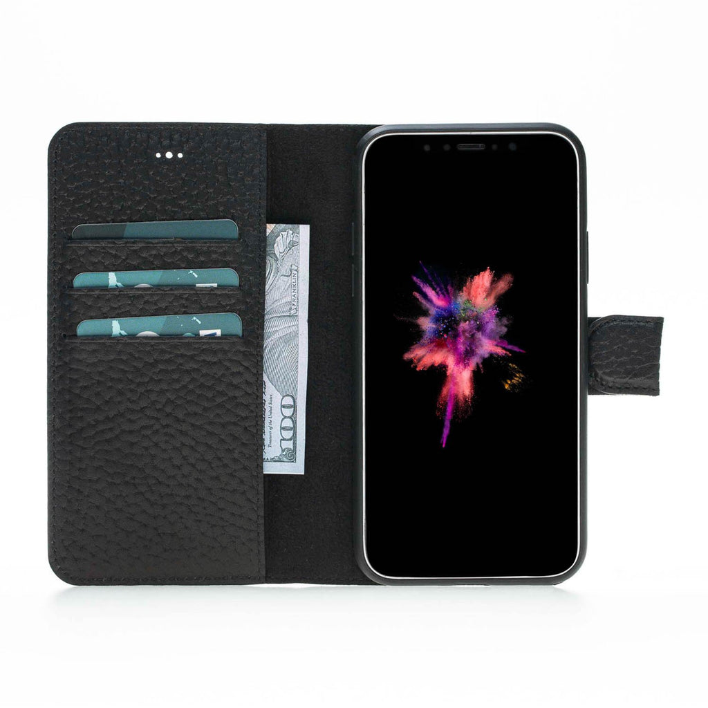 iPhone X/XS Black Leather Detachable 2-in-1 Wallet Case with Card Holder - Hardiston - 1