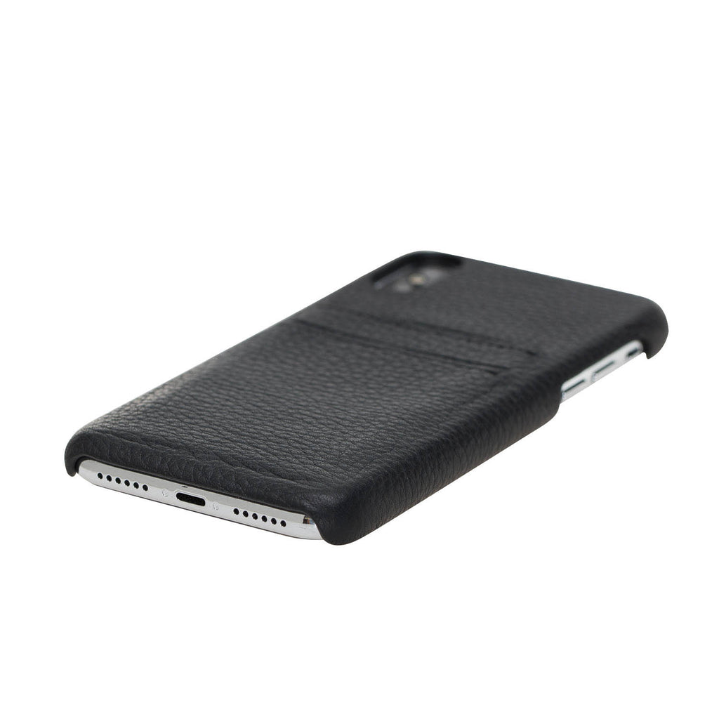 iPhone X-XS Black Leather Snap-On Case with Card Holder - Hardiston - 5