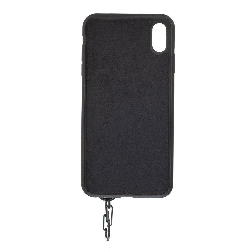 iPhone X-XS Black Leather Snap-On Card Holder Case with Back Strap - Hardiston - 3