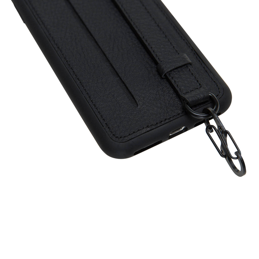 iPhone X-XS Black Leather Snap-On Card Holder Case with Back Strap - Hardiston - 7