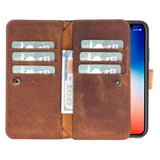 iPhone X / XS Brown Leather Detachable Dual 2-in-1 Wallet Case with Card Holder - Hardiston - 3