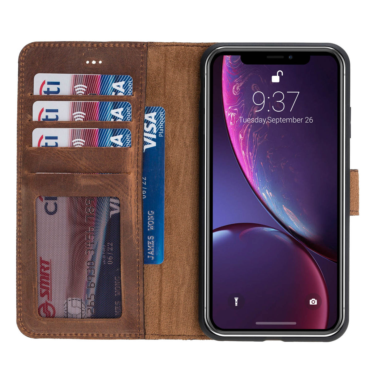 iPhone X/XS Brown Leather Detachable 2-in-1 Wallet Case with Card Holder - Hardiston - 1