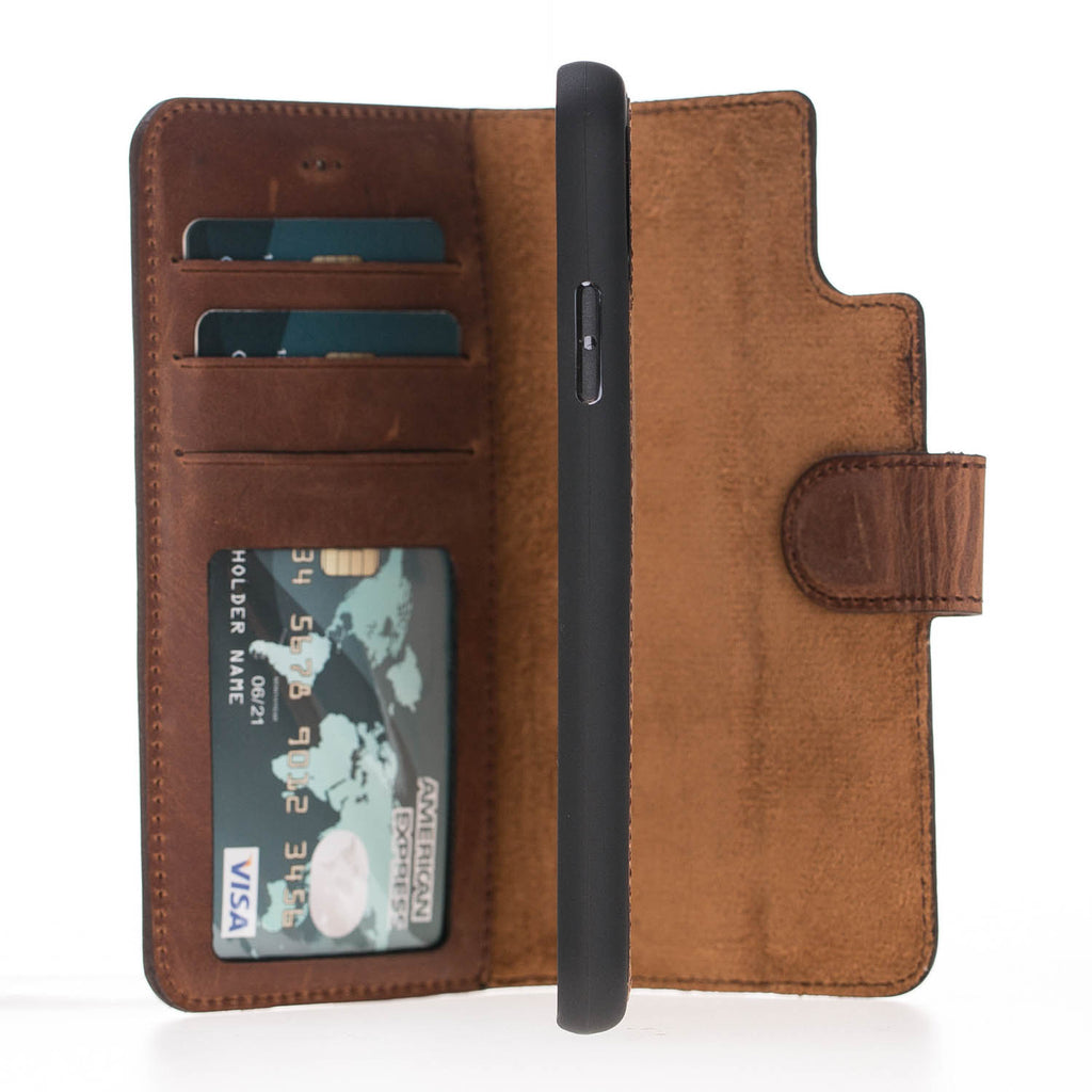 iPhone X/XS Brown Leather Detachable 2-in-1 Wallet Case with Card Holder - Hardiston - 3