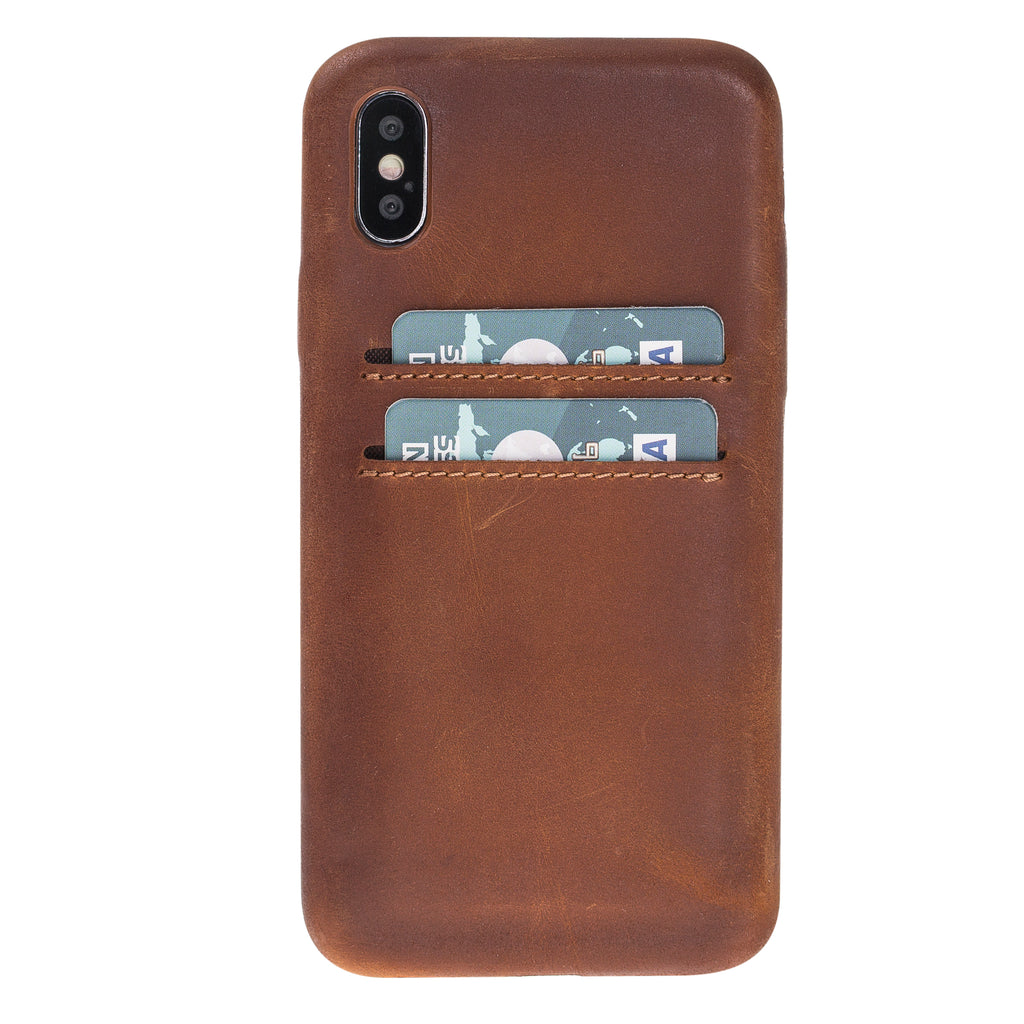 iPhone X-XS Brown Leather Snap-On Case with Card Holder - Hardiston - 1