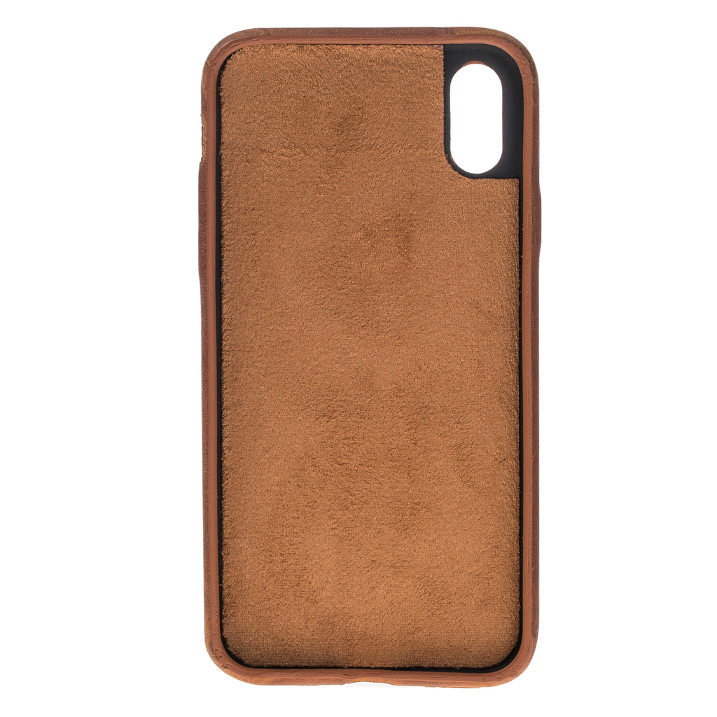 iPhone X-XS Brown Leather Snap-On Case with Card Holder - Hardiston - 3