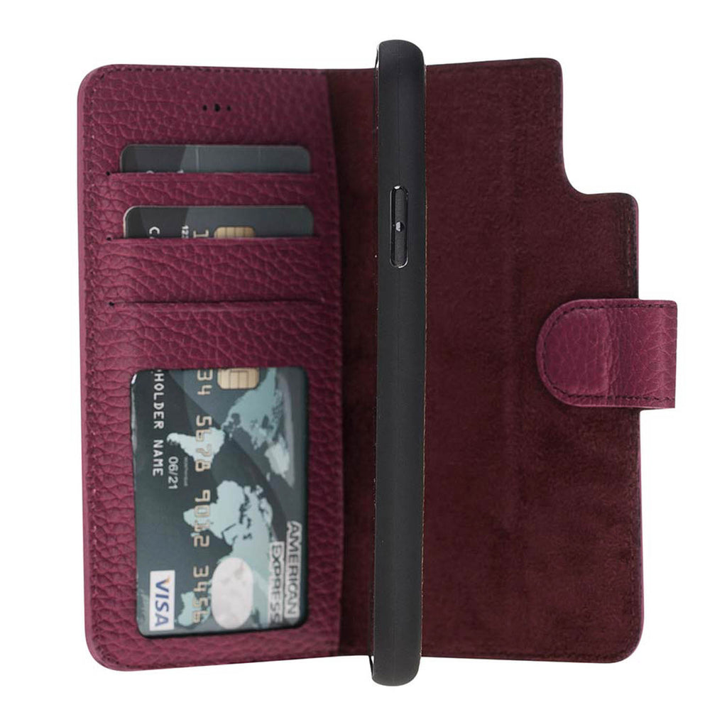 iPhone X/XS Burgundy Leather Detachable 2-in-1 Wallet Case with Card Holder - Hardiston - 3