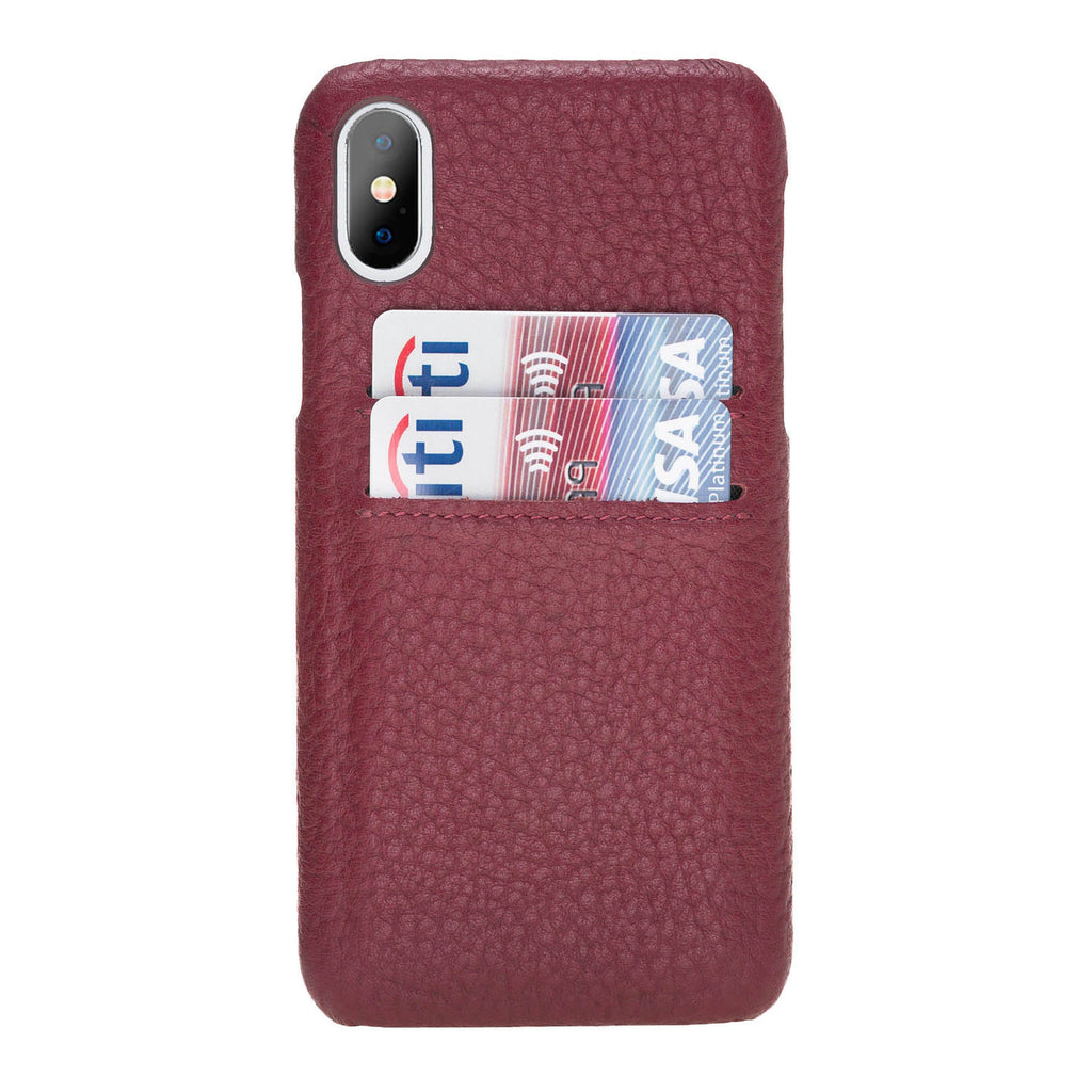 iPhone X-XS Burgundy Leather Snap-On Case with Card Holder - Hardiston - 1