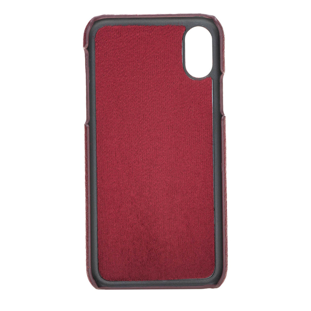 iPhone X-XS Burgundy Leather Snap-On Case with Card Holder - Hardiston - 4