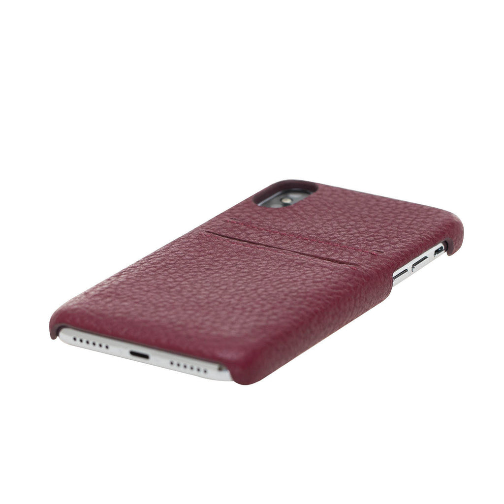 iPhone X-XS Burgundy Leather Snap-On Case with Card Holder - Hardiston - 6