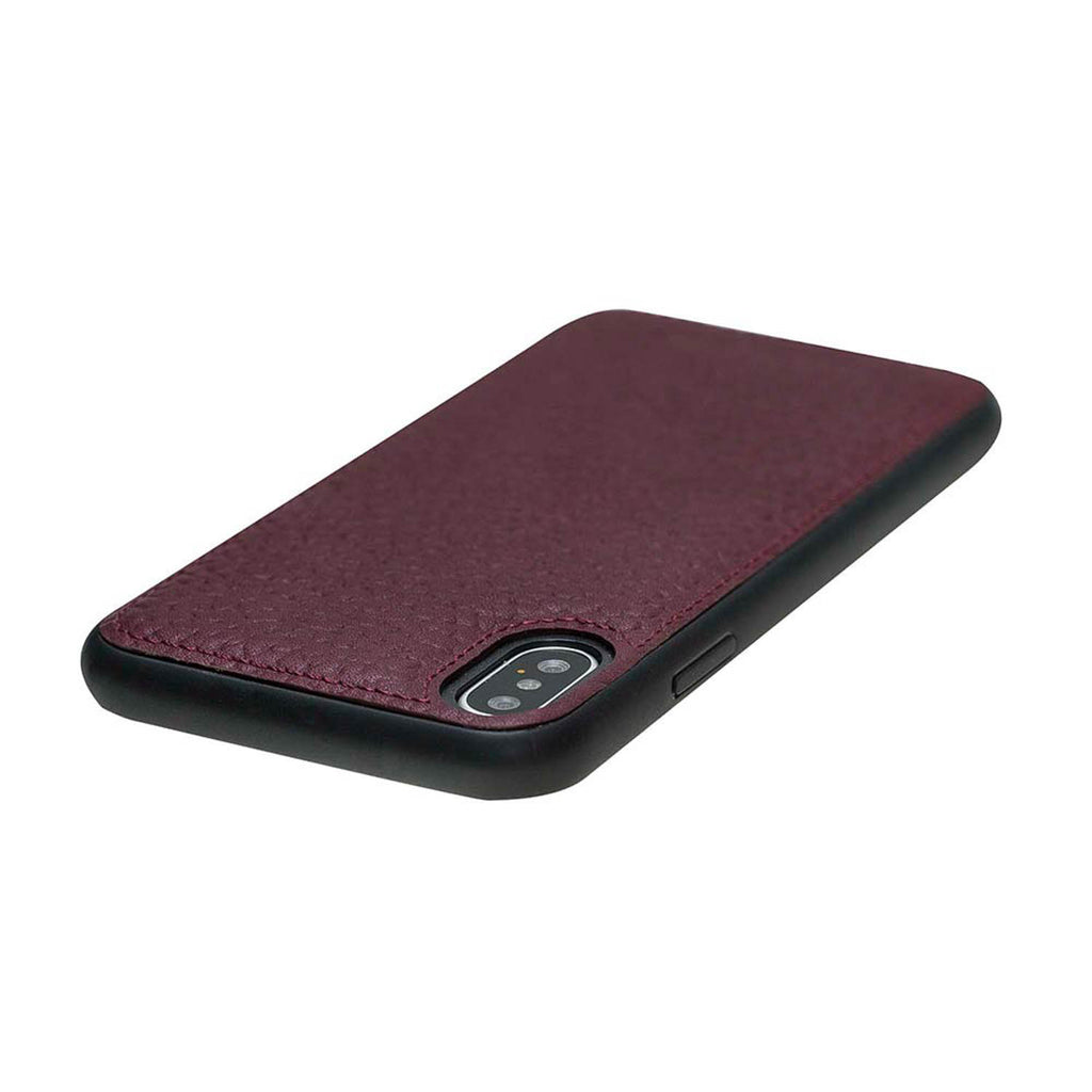 iPhone X / XS Burgundy Leather Snap-On Flex Case - Hardiston - 5