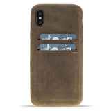 iPhone X-XS Camel Leather Snap-On Case with Card Holder - Hardiston - 1