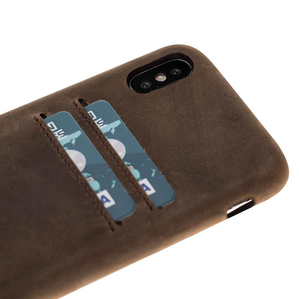 iPhone X-XS Camel Leather Snap-On Case with Card Holder - Hardiston - 7
