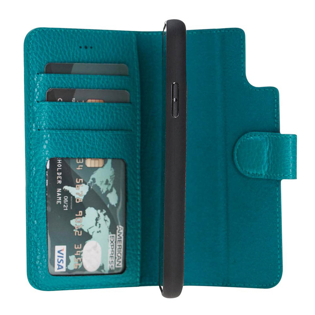 iPhone X/XS Green Leather Detachable 2-in-1 Wallet Case with Card Holder - Hardiston - 3