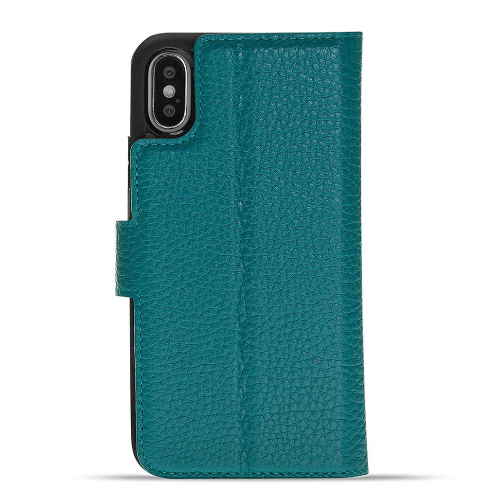 iPhone X/XS Green Leather Detachable 2-in-1 Wallet Case with Card Holder - Hardiston - 5