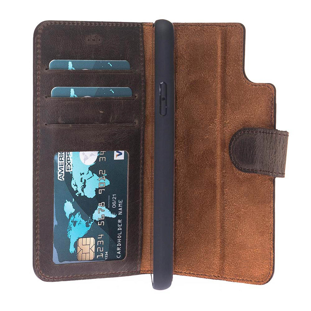 iPhone X/XS Mocha Leather Detachable 2-in-1 Wallet Case with Card Holder - Hardiston - 3
