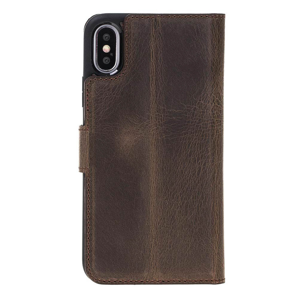 iPhone X/XS Mocha Leather Detachable 2-in-1 Wallet Case with Card Holder - Hardiston - 5