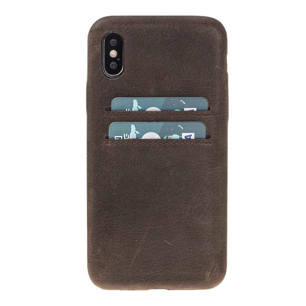 iPhone X-XS Mocha Leather Snap-On Case with Card Holder - Hardiston - 1
