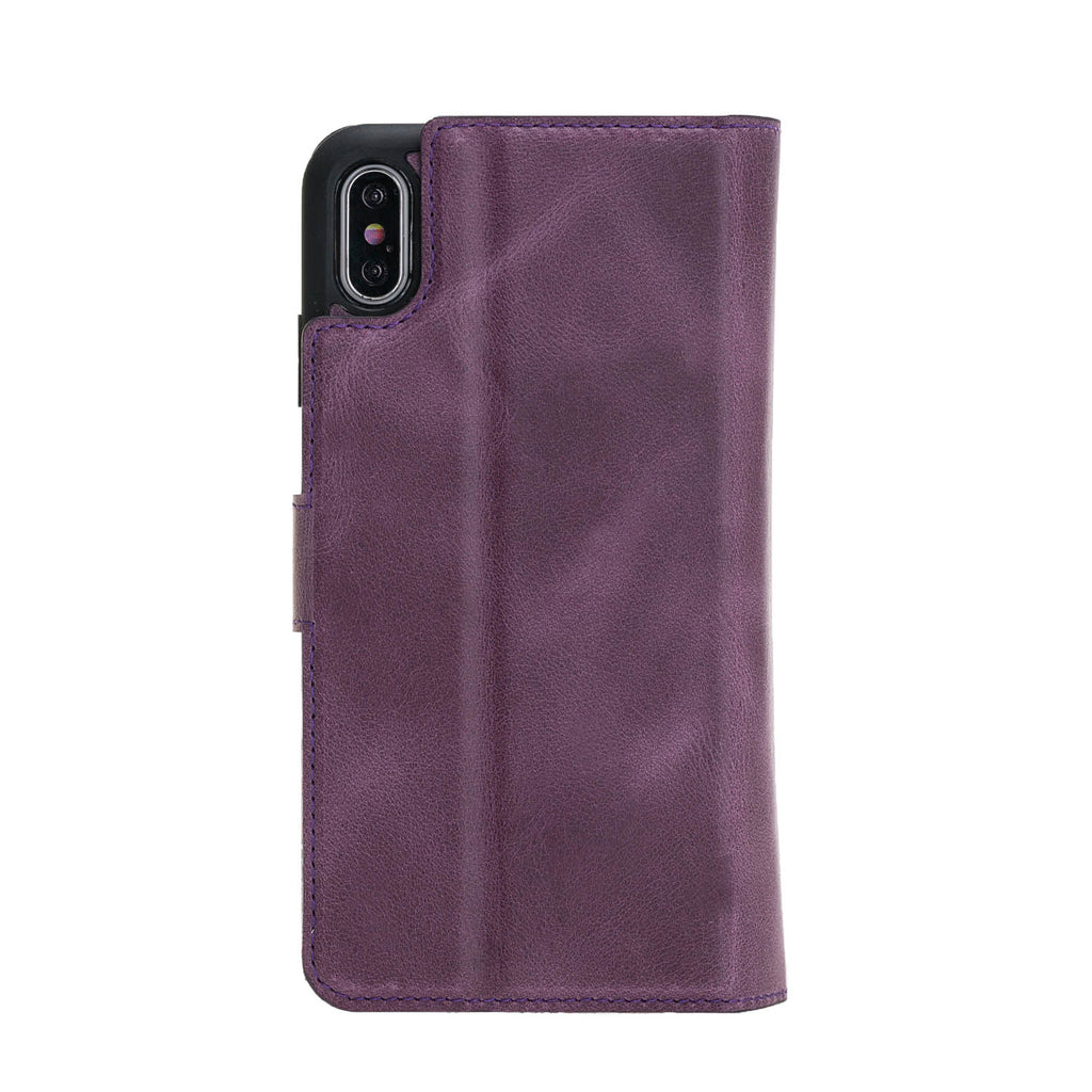 iPhone X / XS Purple Leather Detachable Dual 2-in-1 Wallet Case with Card Holder - Hardiston - 6