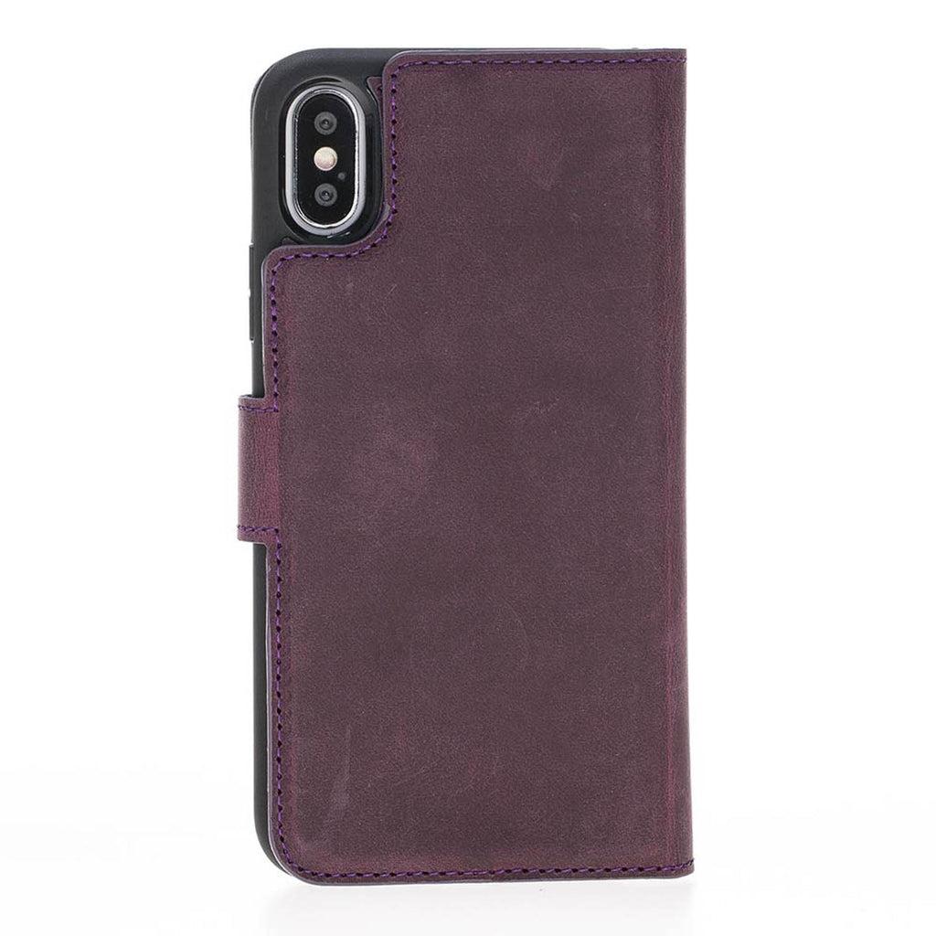 iPhone X/XS Purple Leather Detachable 2-in-1 Wallet Case with Card Holder - Hardiston - 5