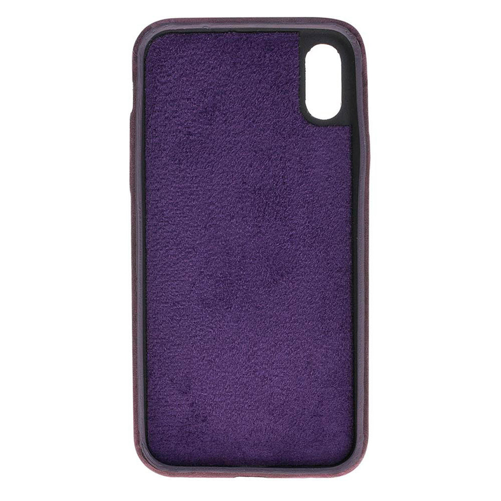 iPhone X-XS Purple Leather Snap-On Case with Card Holder - Hardiston - 3