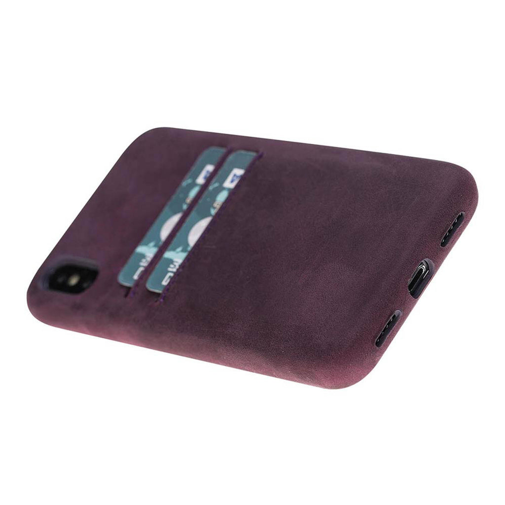 iPhone X-XS Purple Leather Snap-On Case with Card Holder - Hardiston - 4