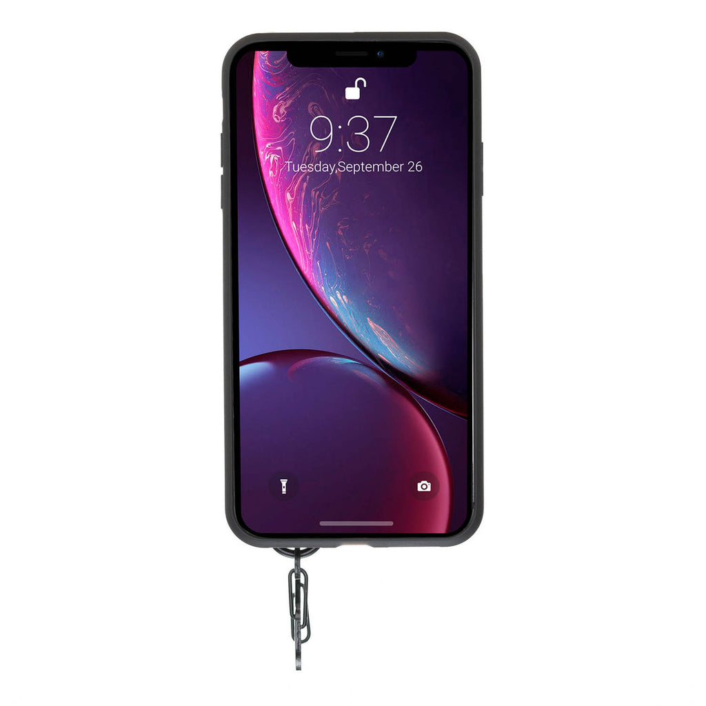 iPhone X-XS Purple Leather Snap-On Card Holder Case with Back Strap - Hardiston - 3
