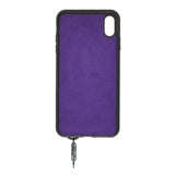 iPhone X-XS Purple Leather Snap-On Card Holder Case with Back Strap - Hardiston - 4