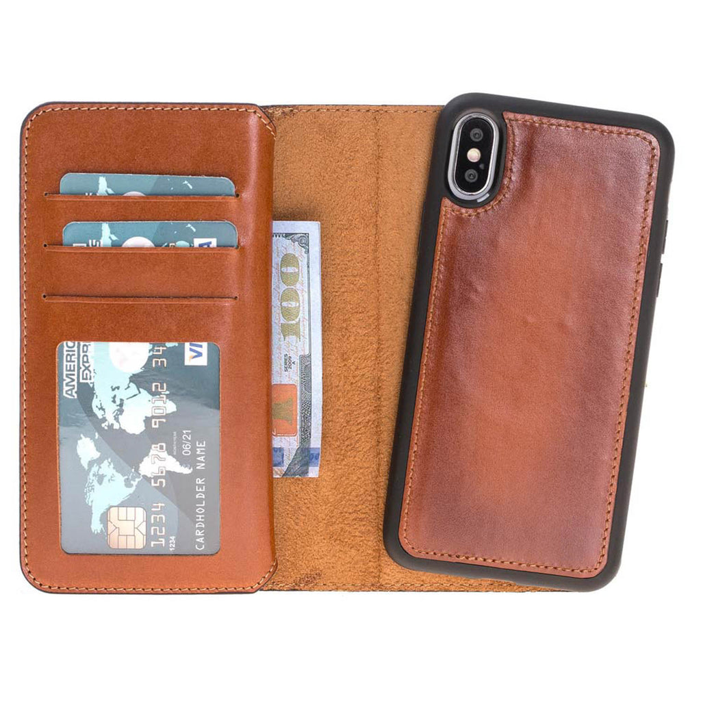 iPhone X / XS Russet Leather Detachable Dual 2-in-1 Wallet Case with Card Holder - Hardiston - 4