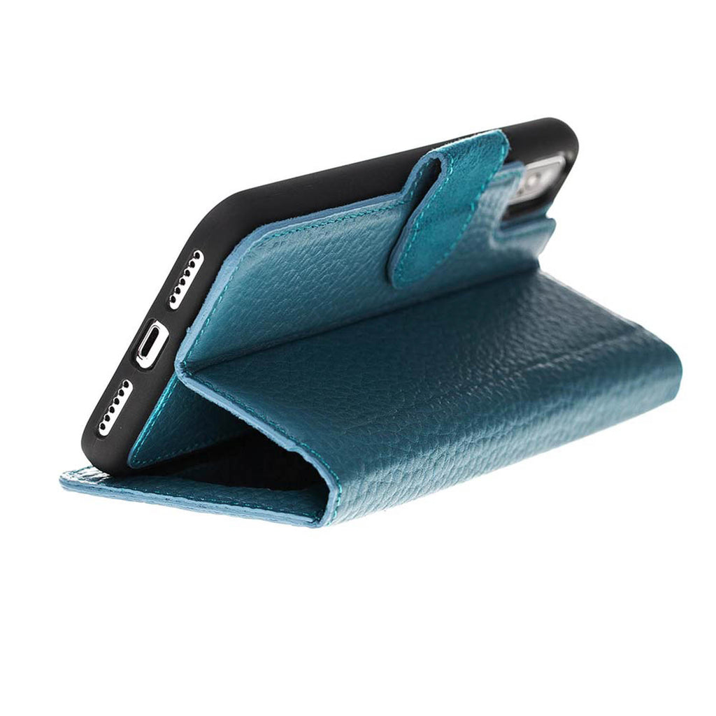 iPhone X/XS Turquoise Leather Detachable 2-in-1 Wallet Case with Card Holder - Hardiston - 8